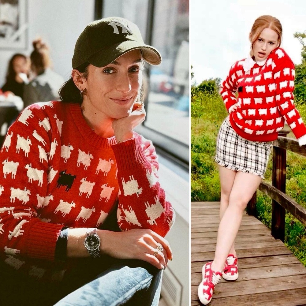 Rowing Blazers Black Sheep Sweater Diana Iconic Red White Wool Knit Pullover M - Picture 13 of 16